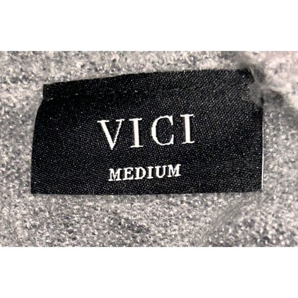 Vici Short Sleeve Cropped High Stretch Gray Sweater Top Women's Medium - Picture 5 of 6